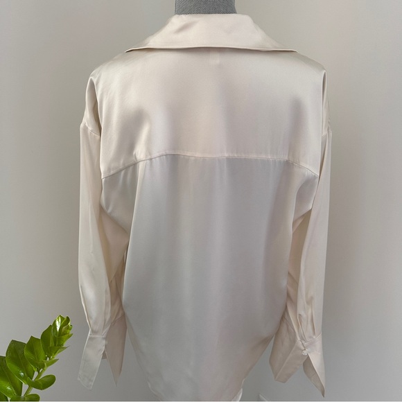 New With Tags 100% Silk Blouse/Shirt sz L - Champagne - Picture 10 of 15